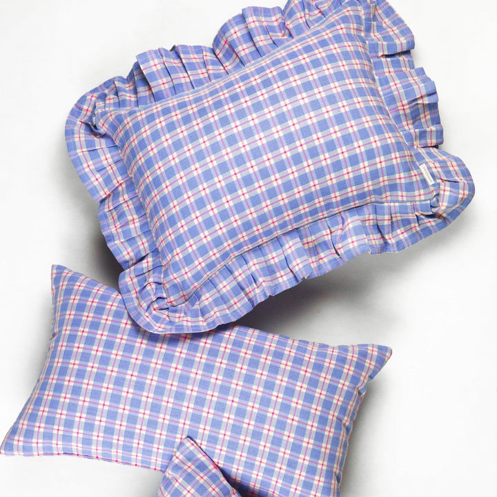 Archive NY Sofia Plaid Ruffle Pillow in Periwinkle