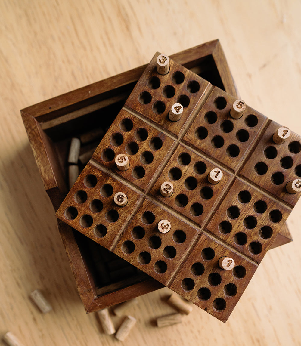 Sudoku Wooden Peg Game | Hand Carved Wood