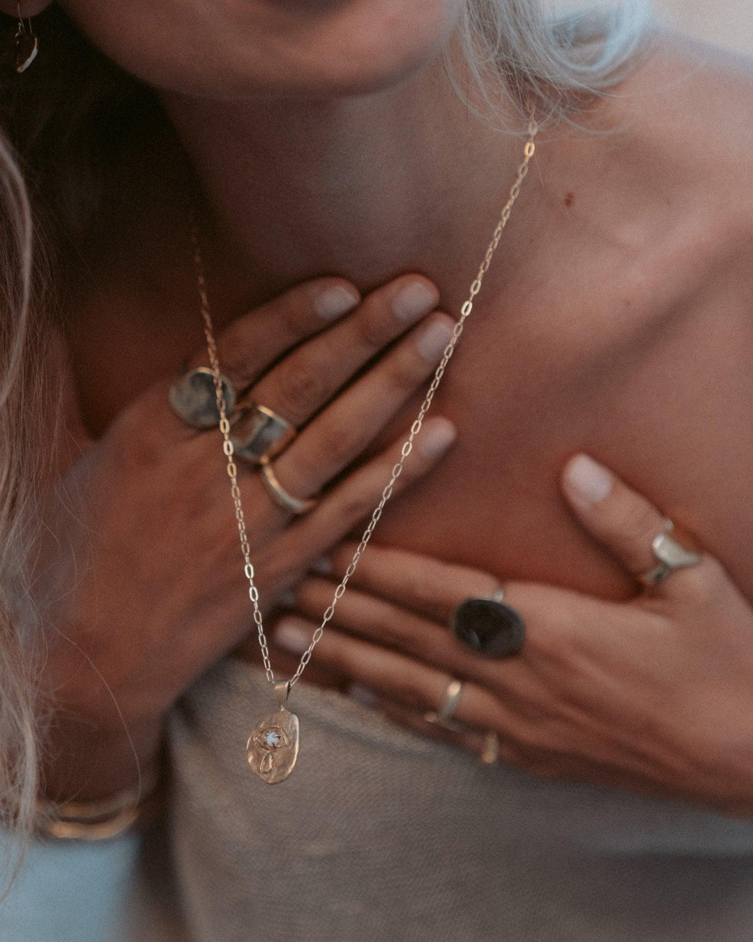 Crying Eye Gold Opal Necklace