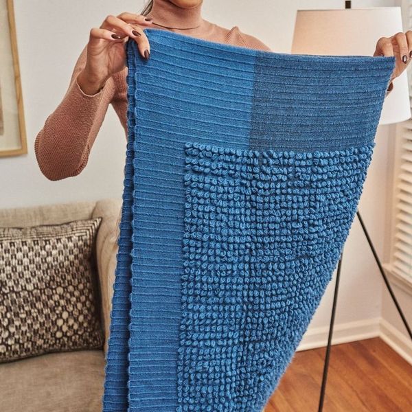 Macaroon Midnight Dark Blue Plush Textured Merino Handloom Throw