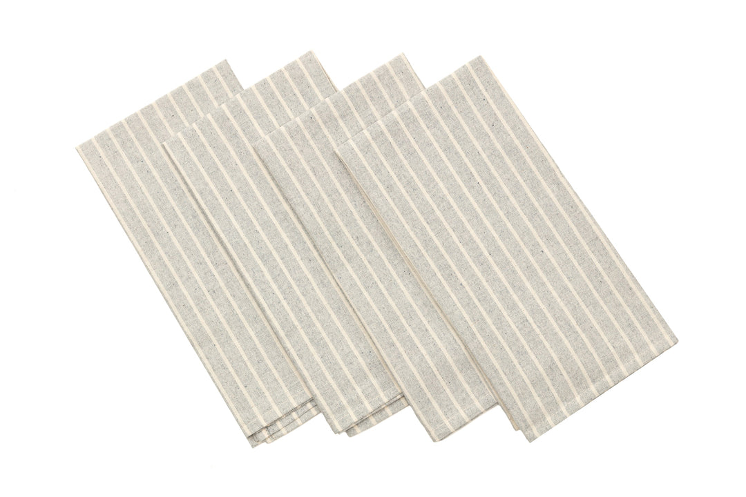 Cloth Napkins - Grey Striped and Natural Striped