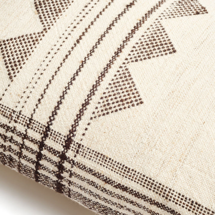 Kora White And Black Handloom Lumbar Pillow