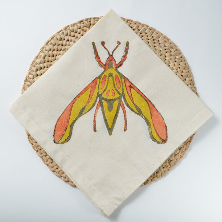 Hand Block Printed Napkin - Twilight Elephant Moth