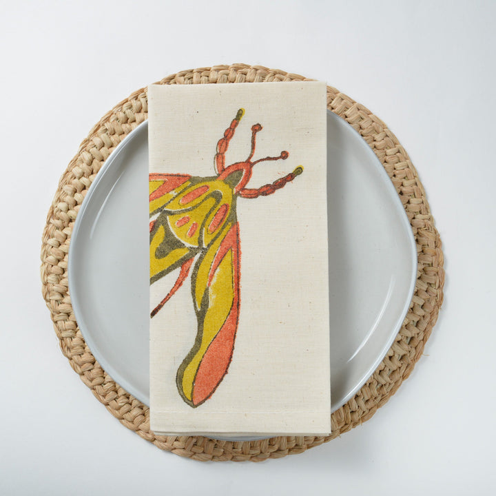 Hand Block Printed Napkin - Twilight Elephant Moth