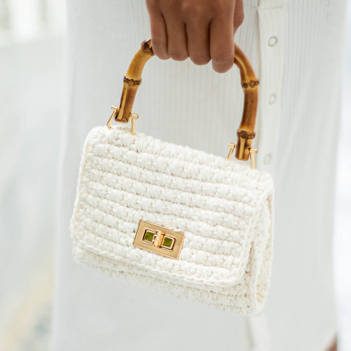 Airmail Mini Crochet Handbag - White
