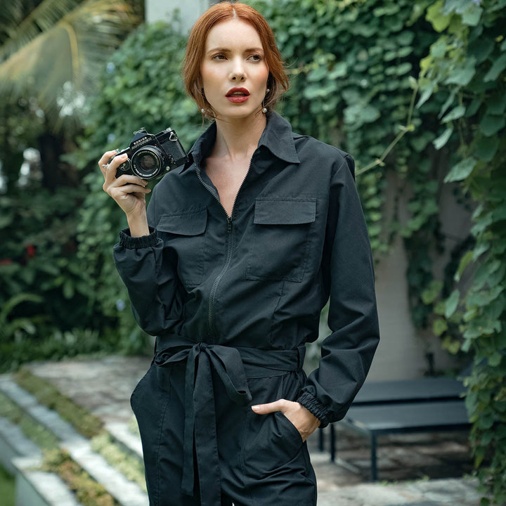 Amelia Recycled Travel Jumpsuit - Black