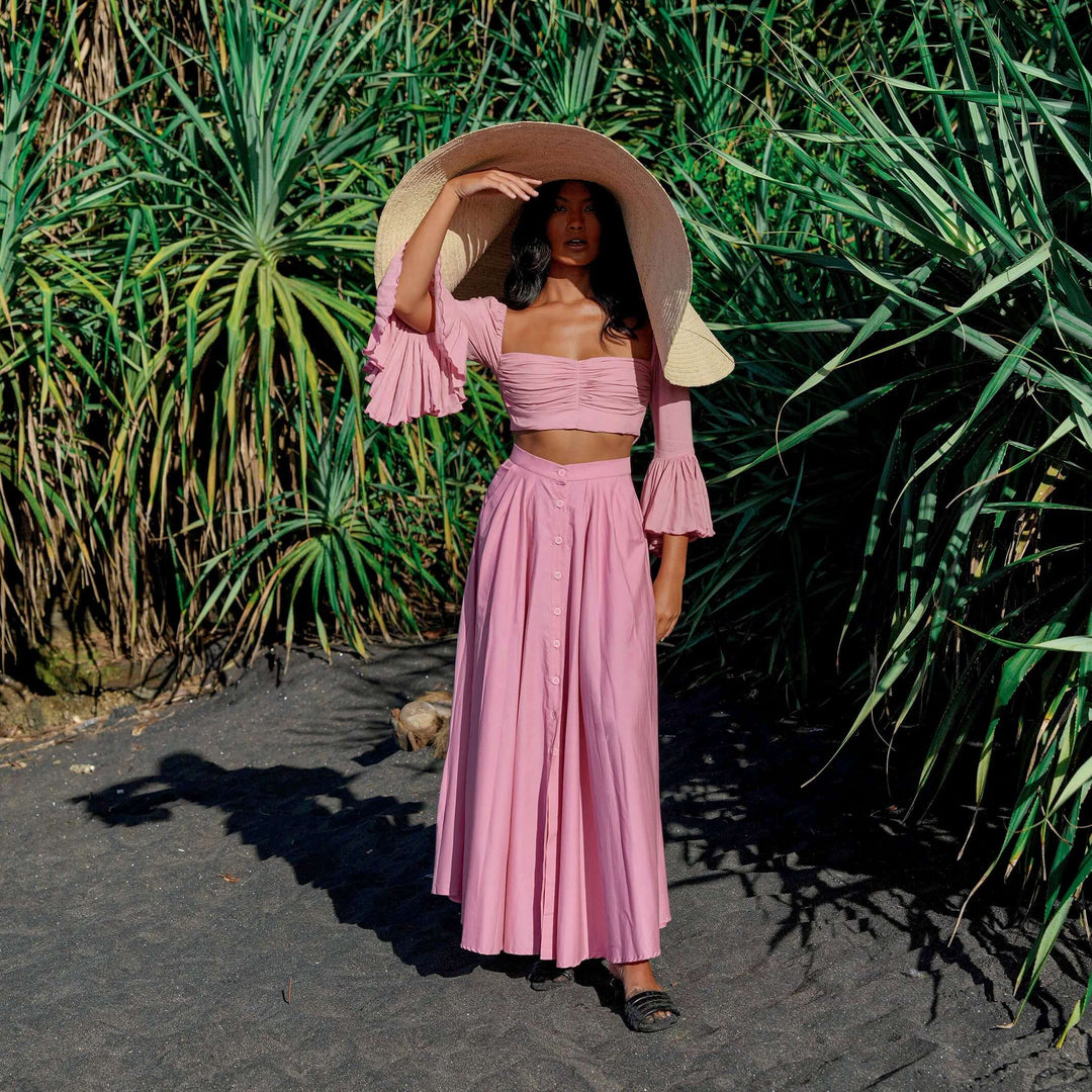 Arum Flared Bamboo Top - Blush Pink