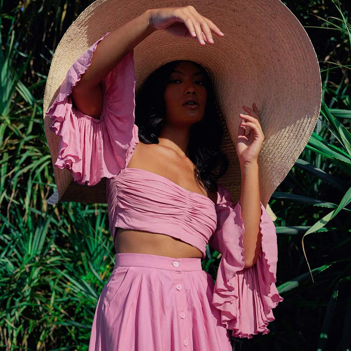 Arum Flared Bamboo Top - Blush Pink