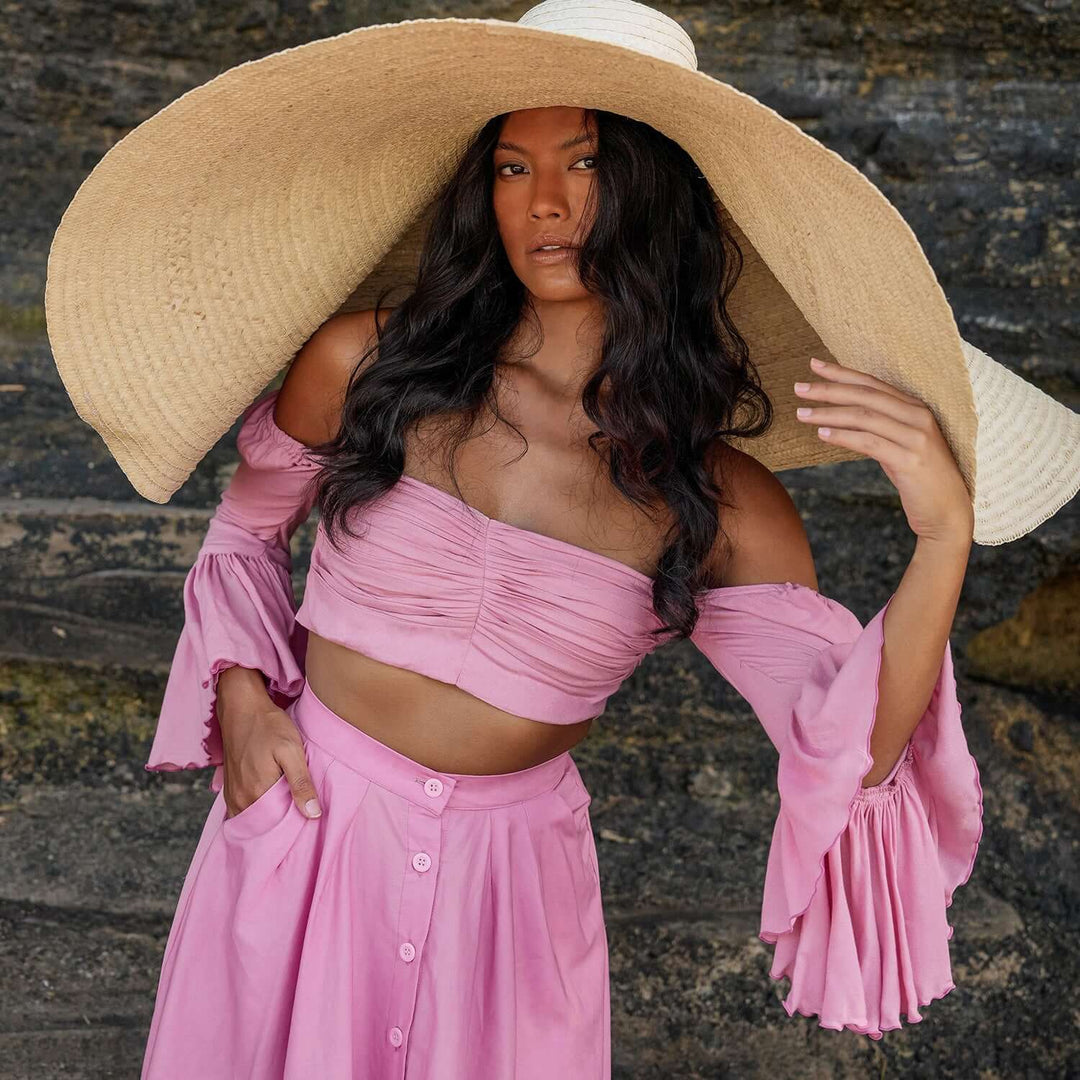 Arum Flared Bamboo Top - Blush Pink