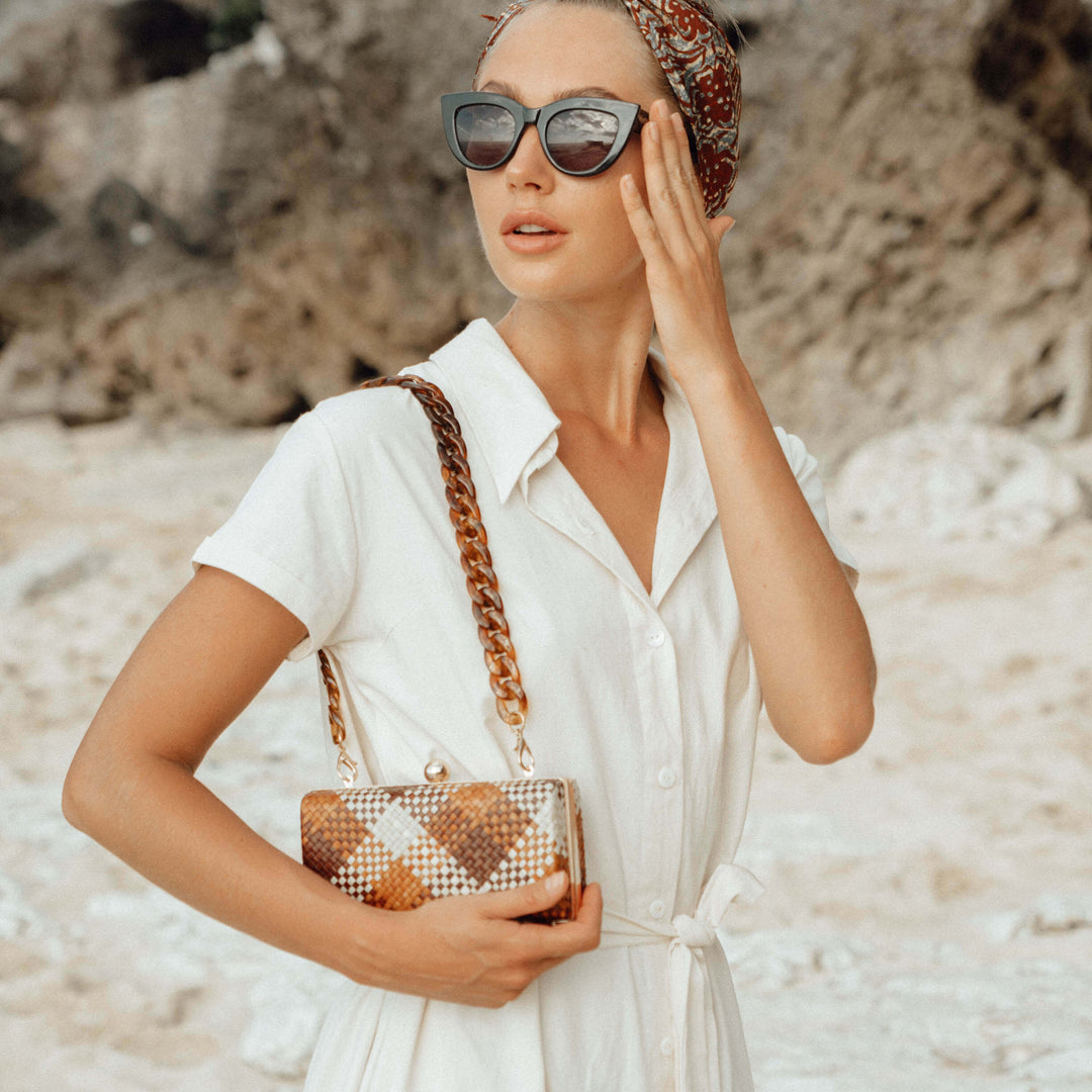 Arya Safari Linen Midi Dress - Off White
