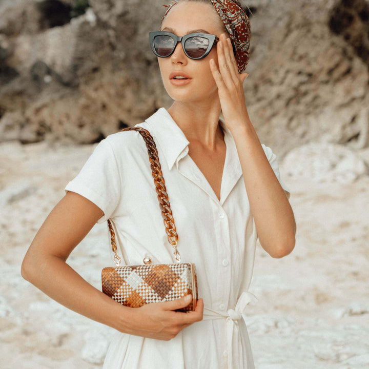 Arya Safari Linen Midi Dress - Off White