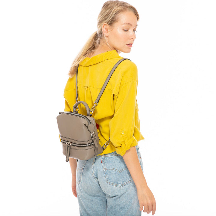 The Ashley Gray Leather Backpack Purse