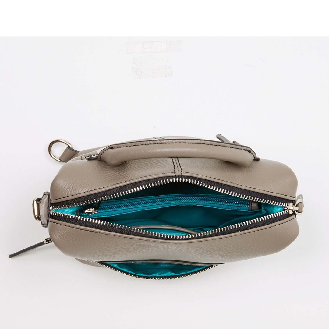 Gray Leather Convertible Backpack Purse