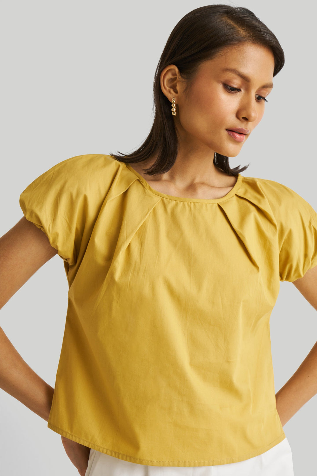Balloon Sleeve Top - Mustard