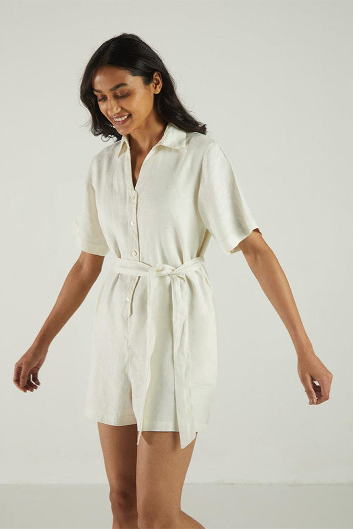Barefoot in the Park Romper - Off-white