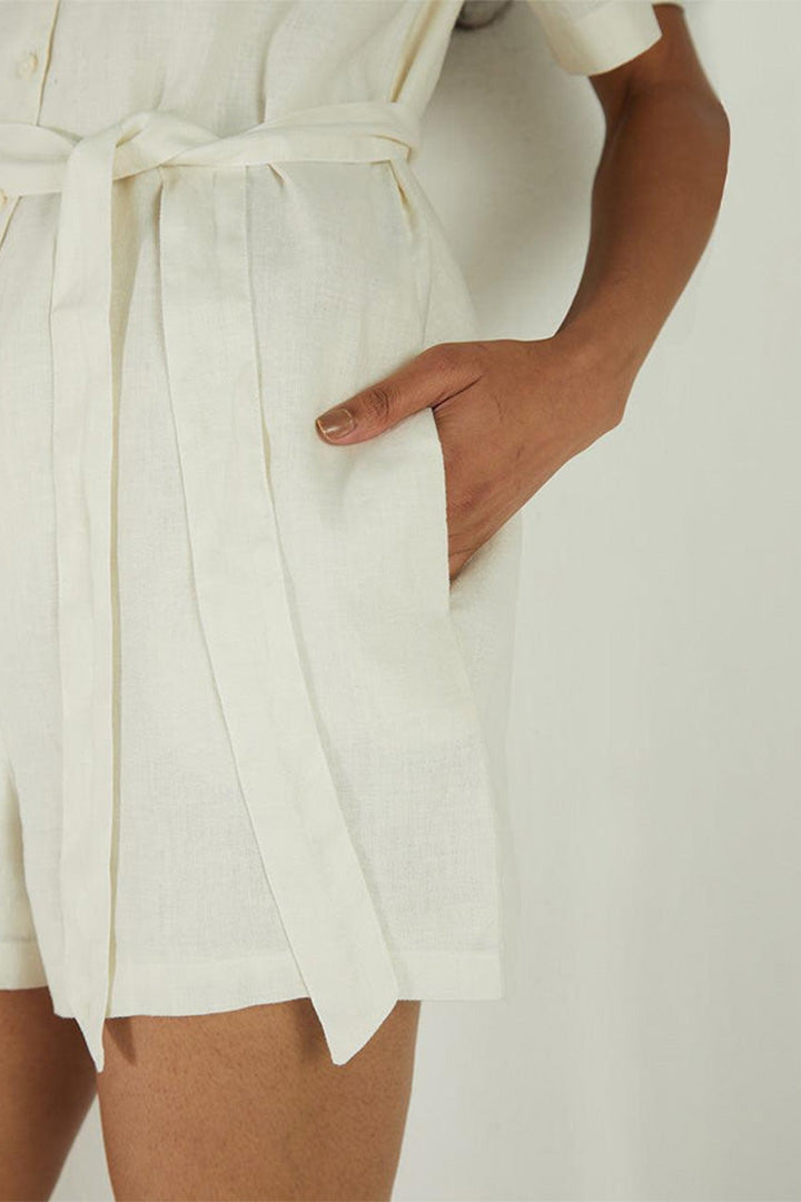 Barefoot in the Park Romper - Off-white