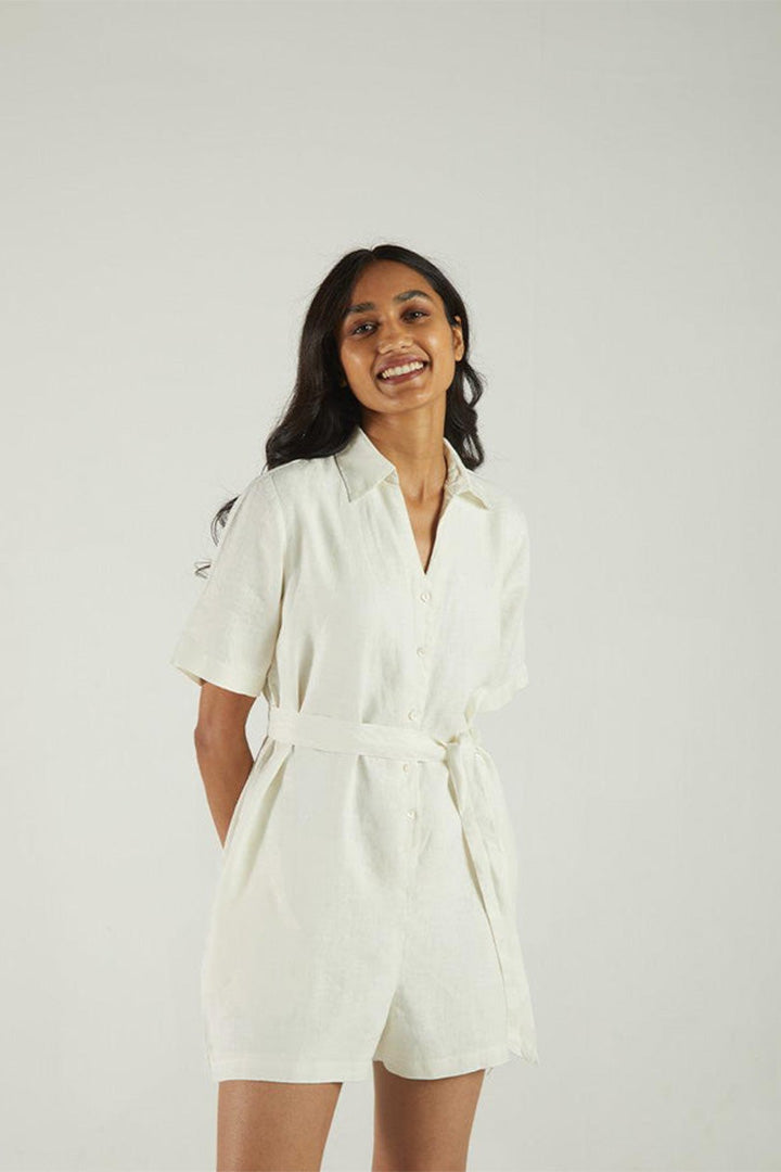 Barefoot in the Park Romper - Off-white