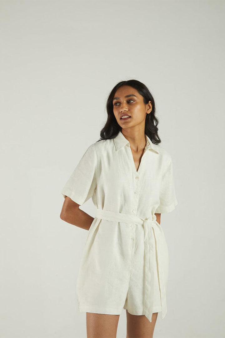 Barefoot in the Park Romper - Off-white