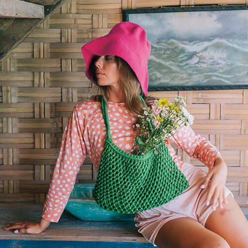 Bloom Crochet Hat - Hot Pink