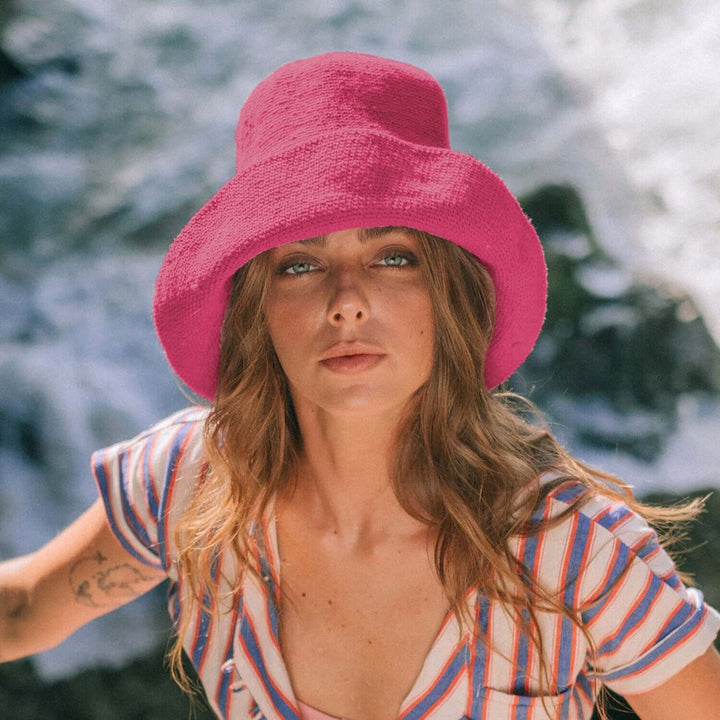 Bloom Crochet Hat - Hot Pink