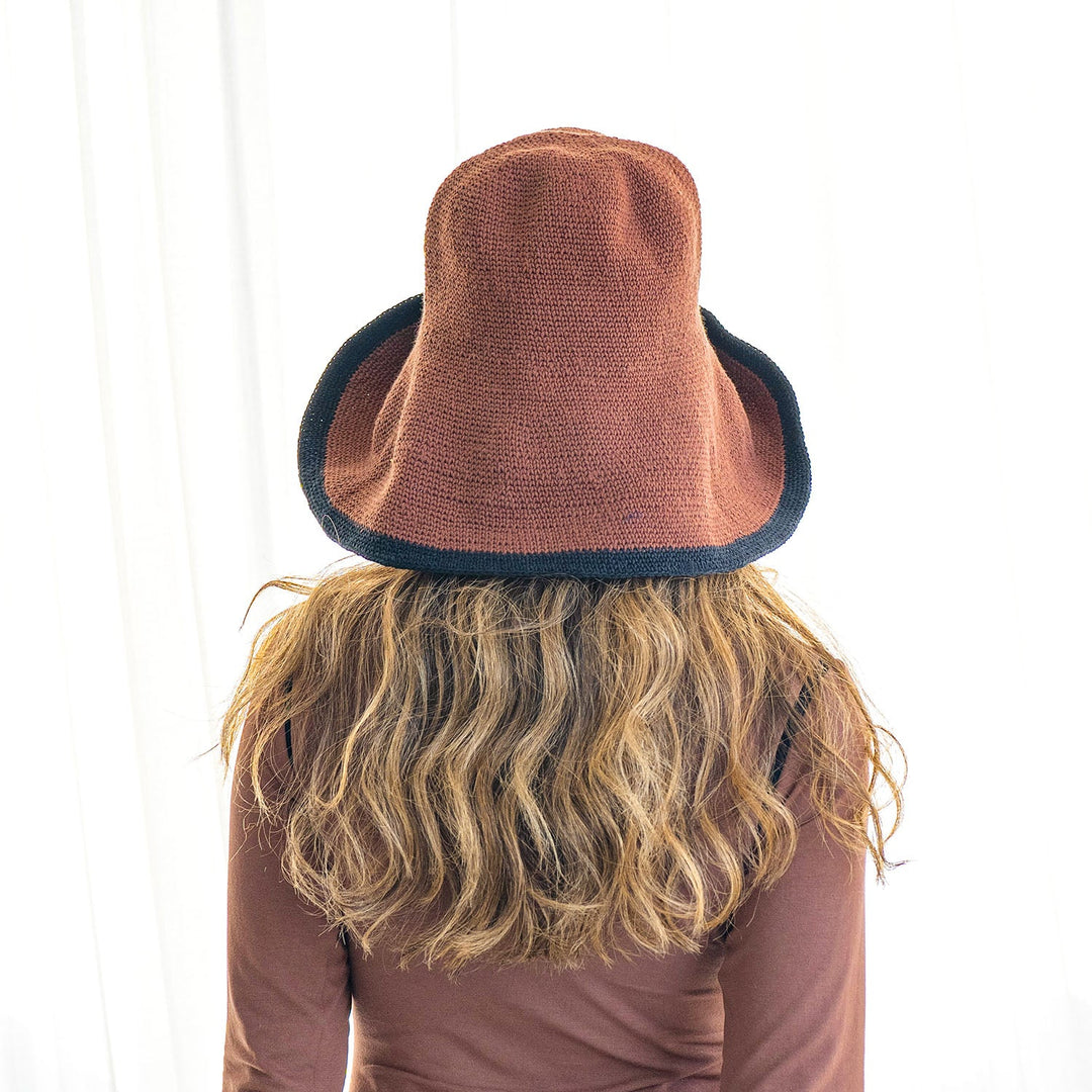Bloom Line Crochet Sun Hat - Dark Brown