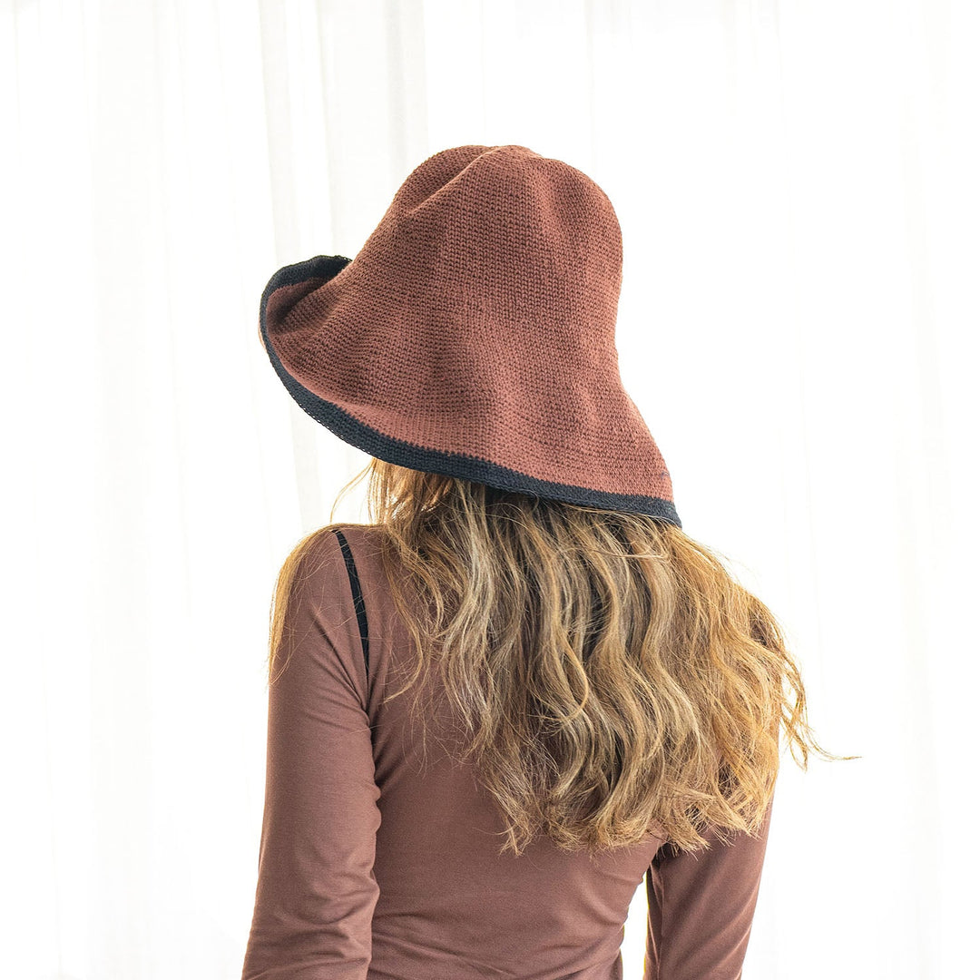 Bloom Line Crochet Sun Hat - Dark Brown