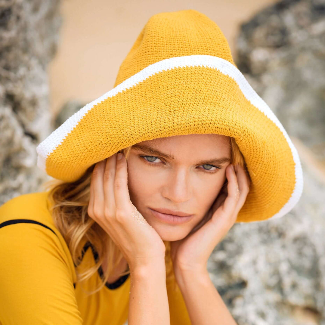Bloom Line Crochet Sun Hat - Canary Yellow