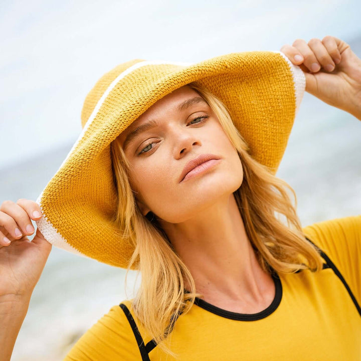 Bloom Line Crochet Sun Hat - Canary Yellow