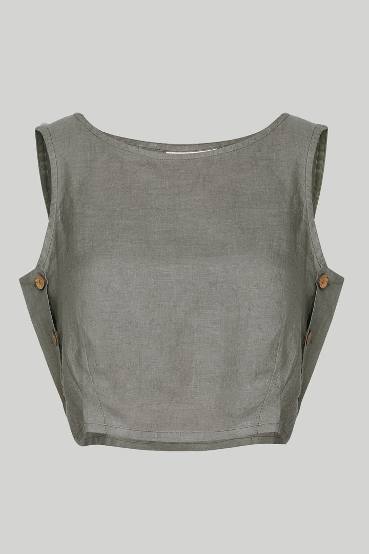 Boxy Crop Top - Dark Green