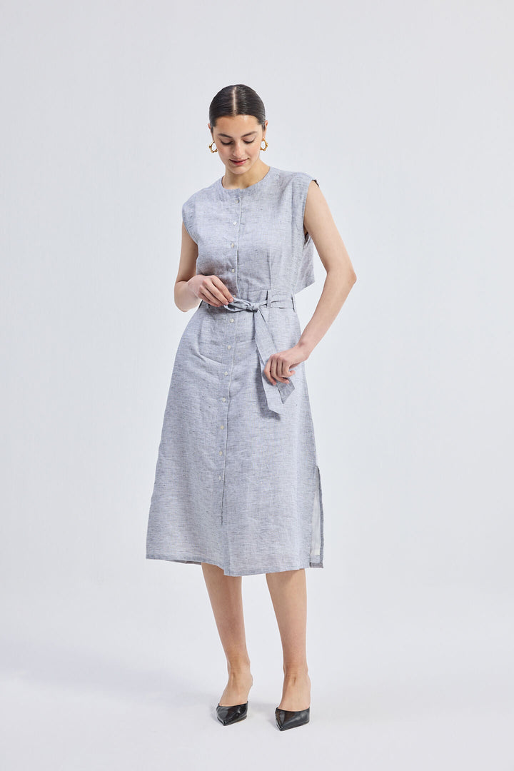 Back Cut Out Linen Dress