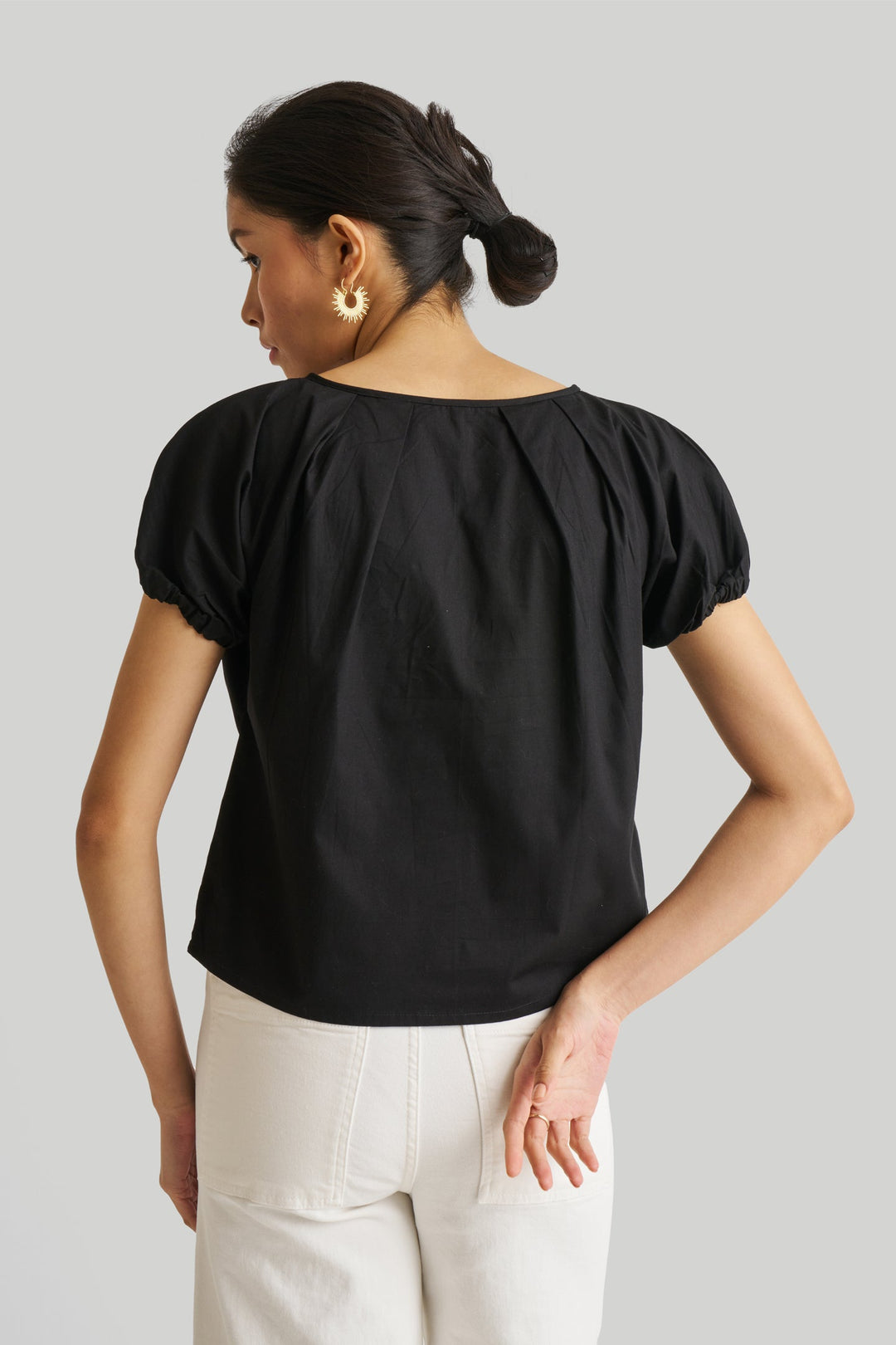 Balloon Sleeve Top - Black