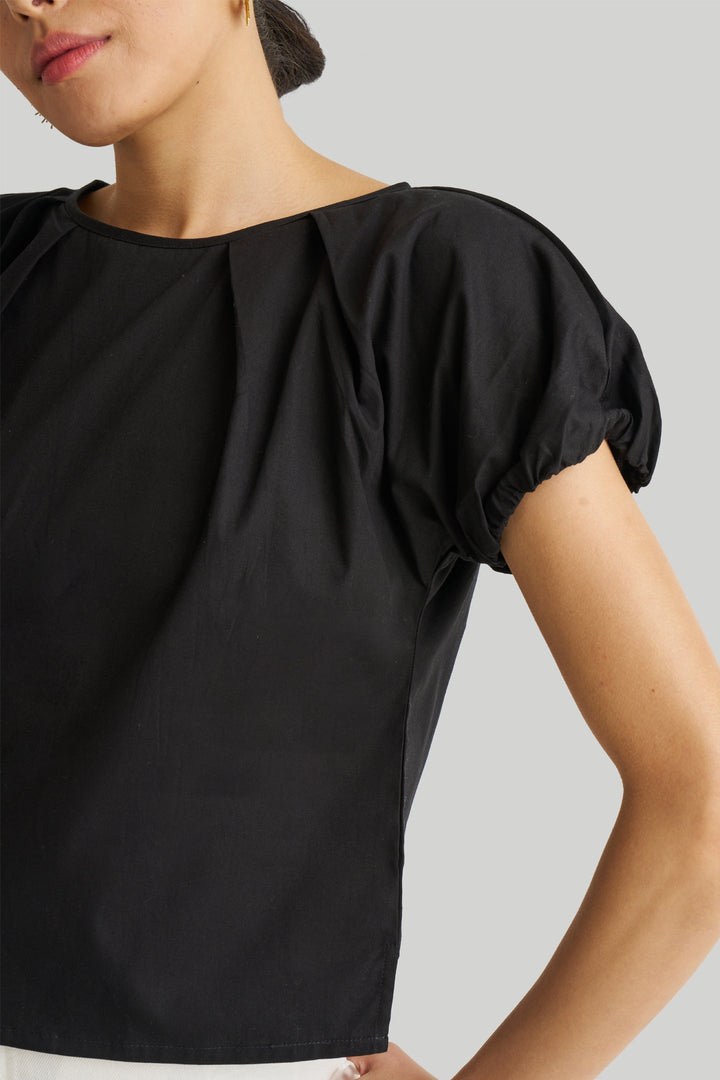 Balloon Sleeve Top - Black