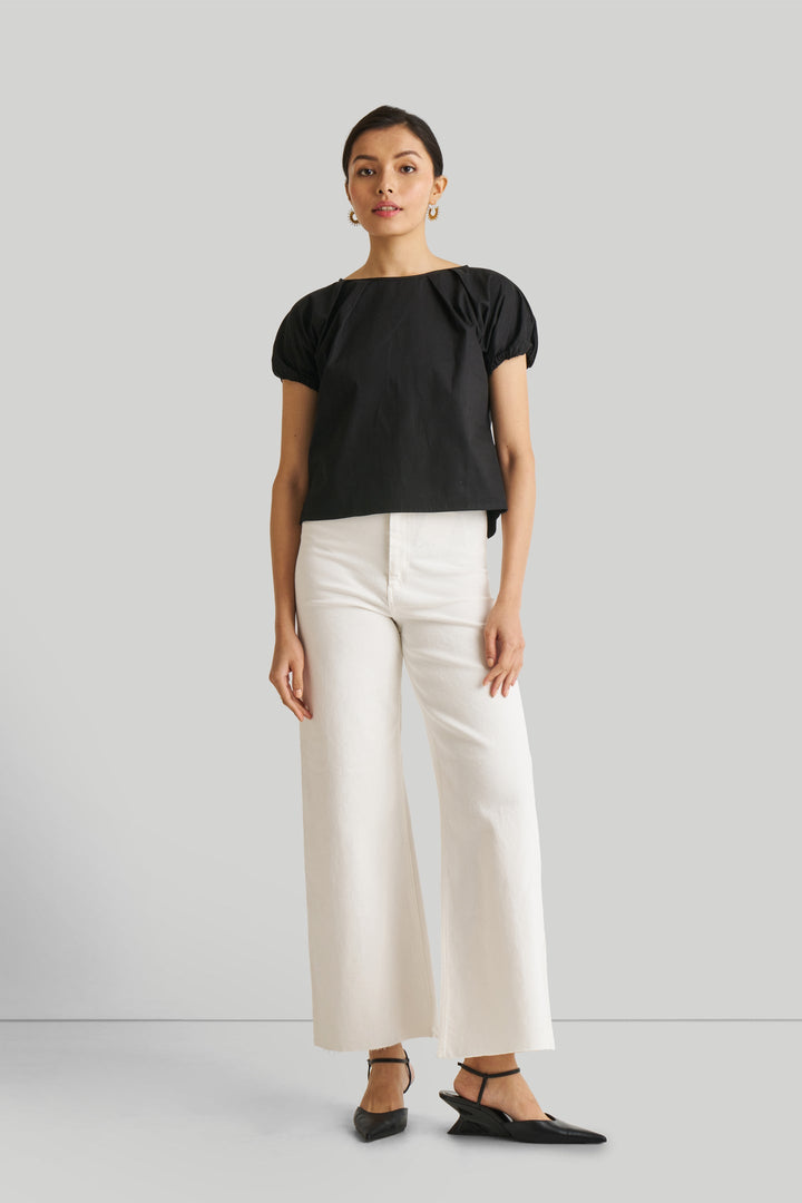 Balloon Sleeve Top - Black