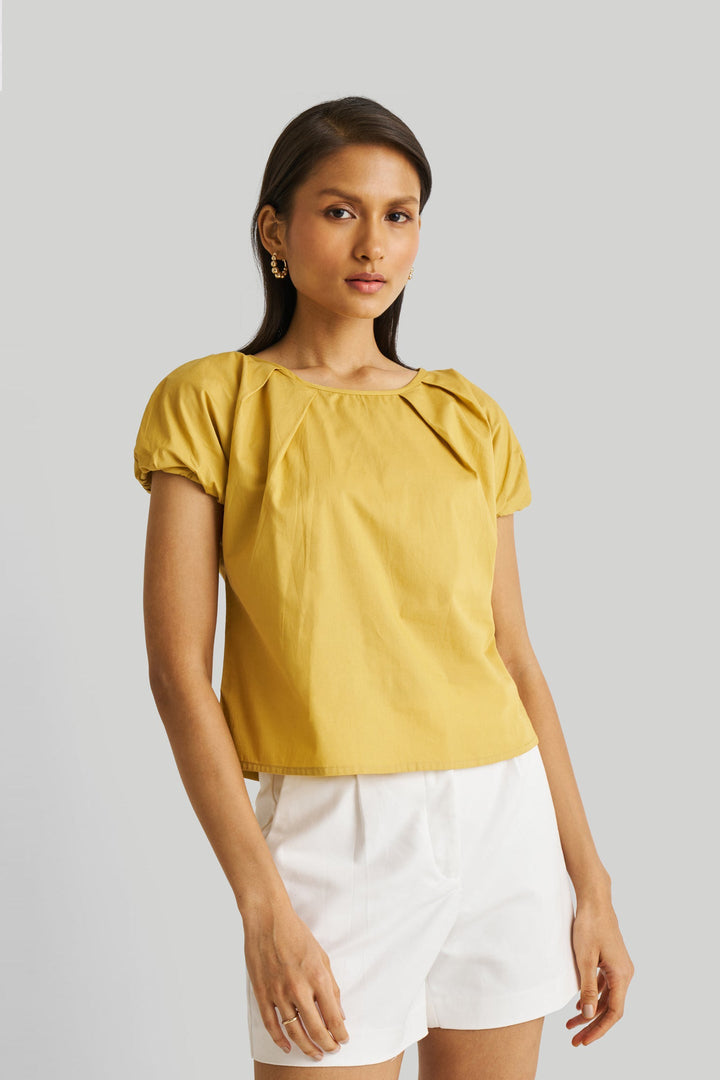 Balloon Sleeve Top - Mustard