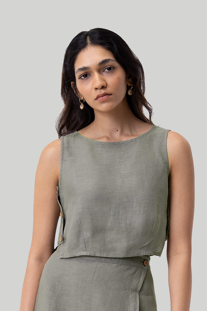Boxy Crop Top - Dark Green