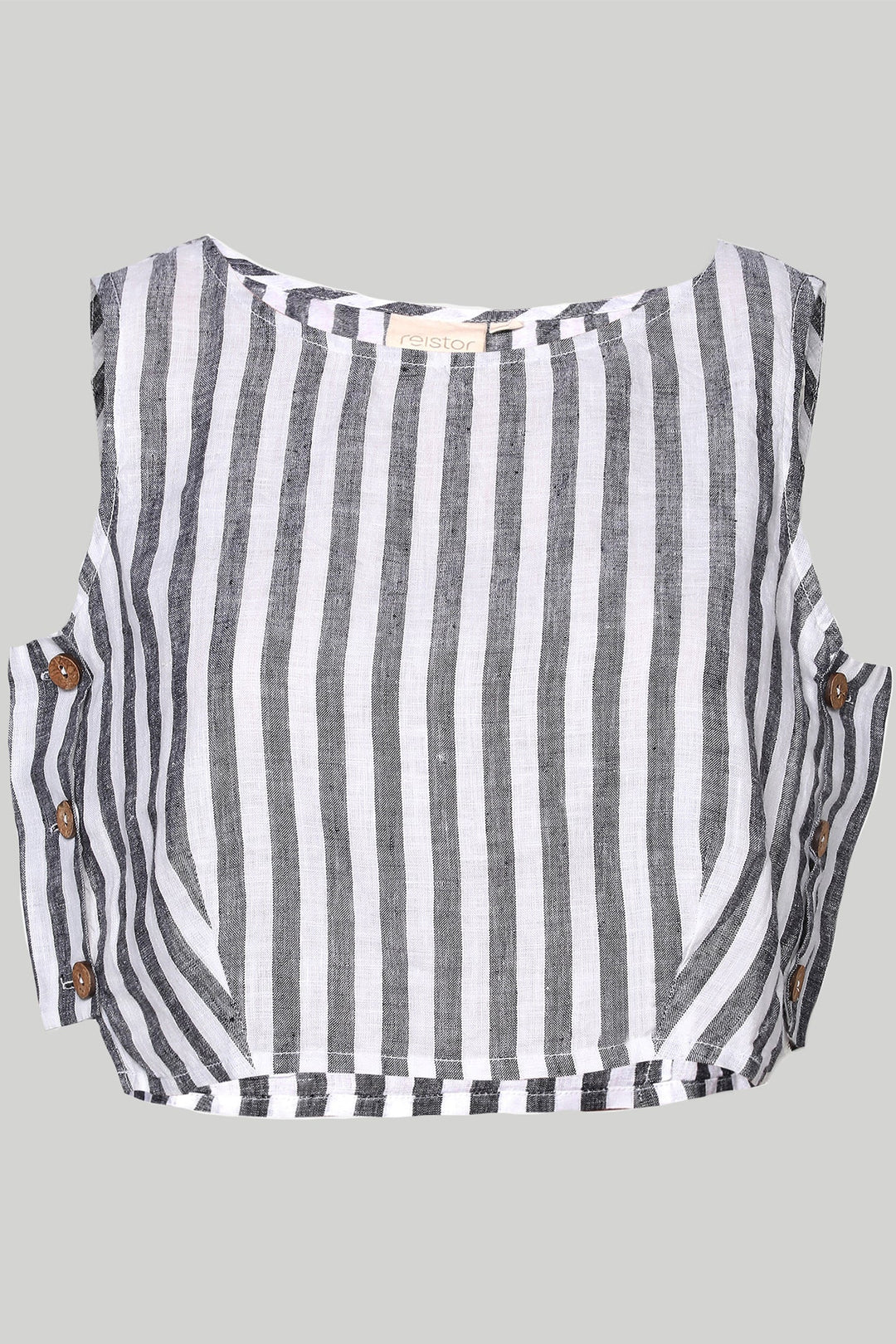 Boxy Crop Top - Linen Stripes