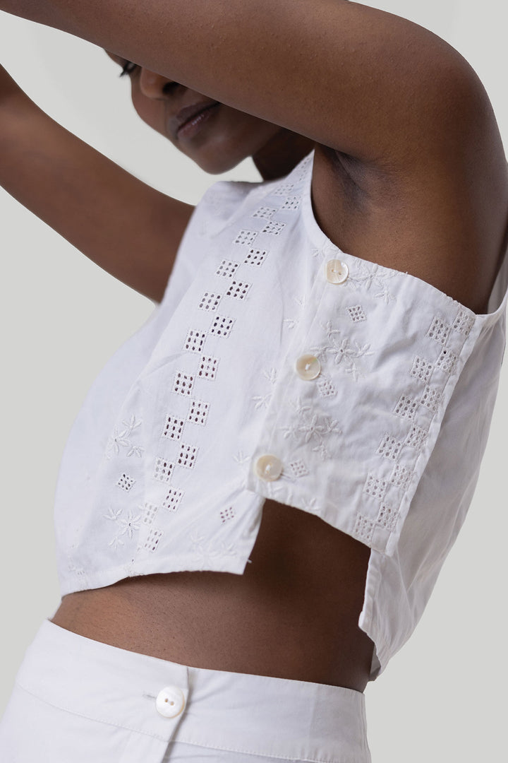 Boxy Crop Top - White