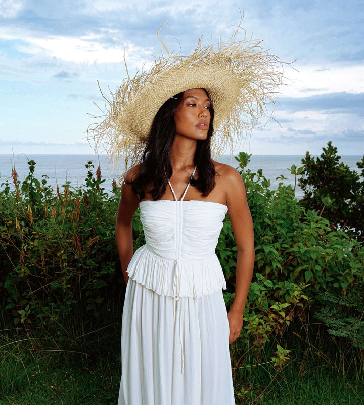 Catalina Frayed Straw Hat - Nude
