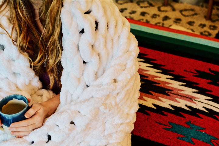 Chunky Knit Blanket - White