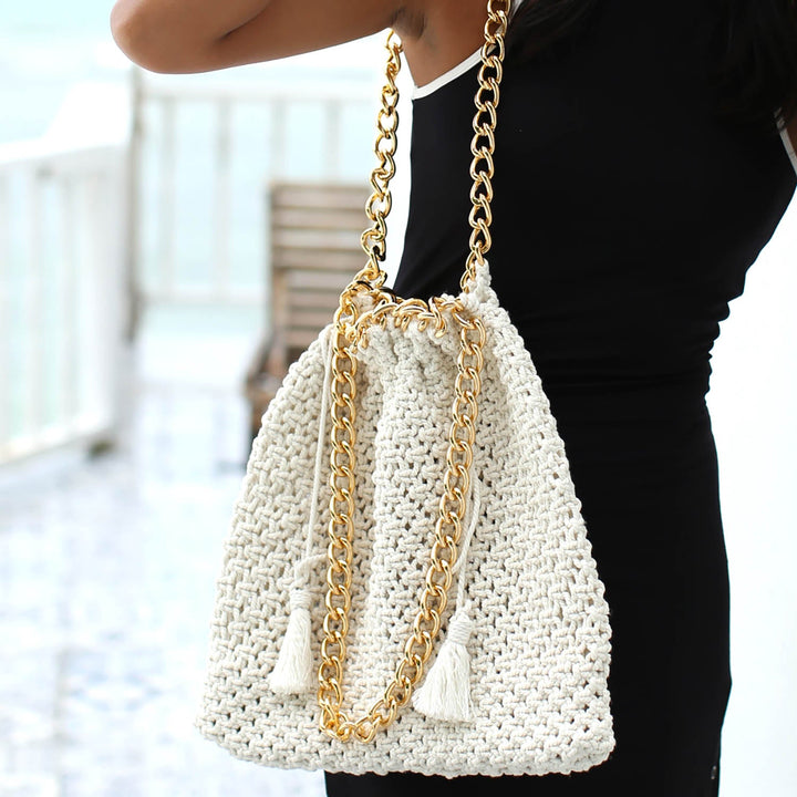 Collette Macrame Beach Bag - Off-White
