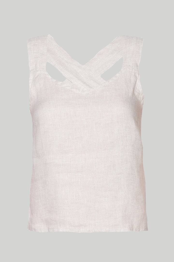 Crossback Tank Top - Linen Checks