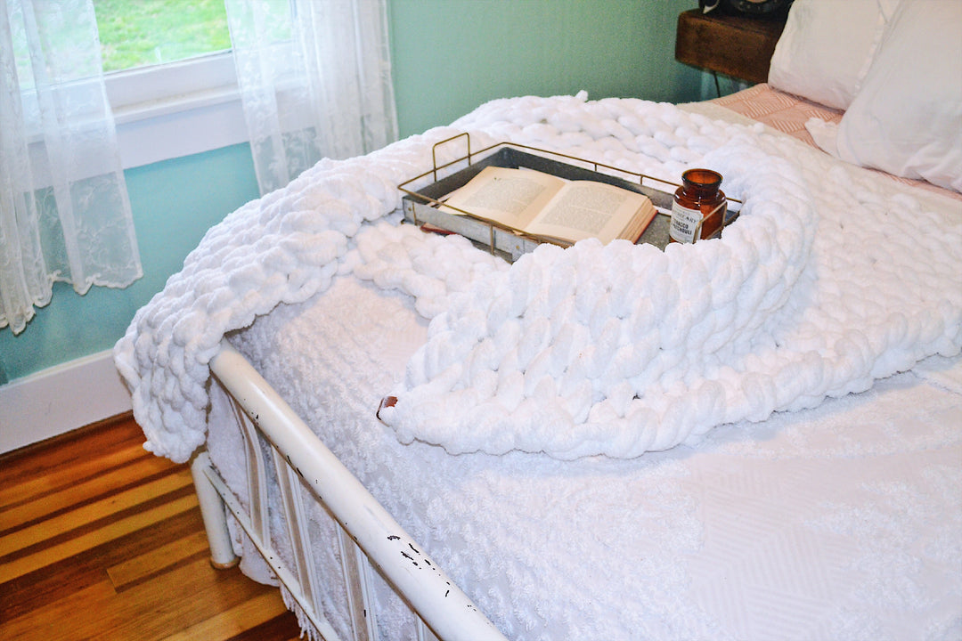 Chunky Knit Blanket - White