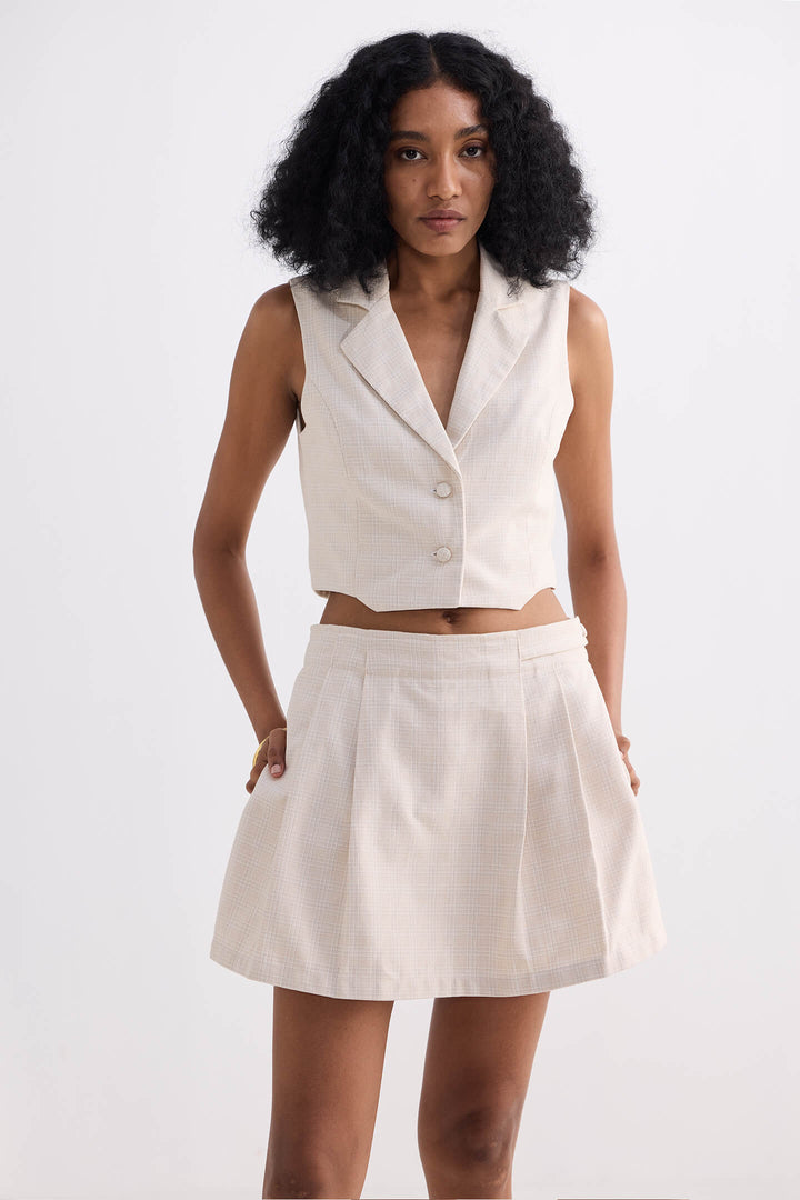 Cotton Tweed Skort | Cream
