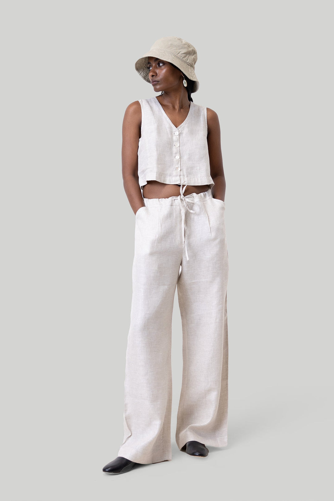 Cropped Vest Top - Ecru