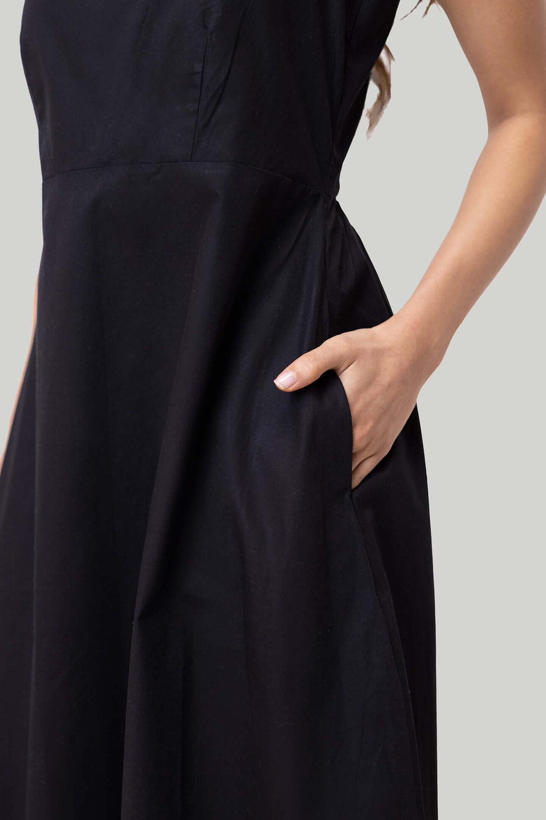 Cross-back Midi Dress - Black