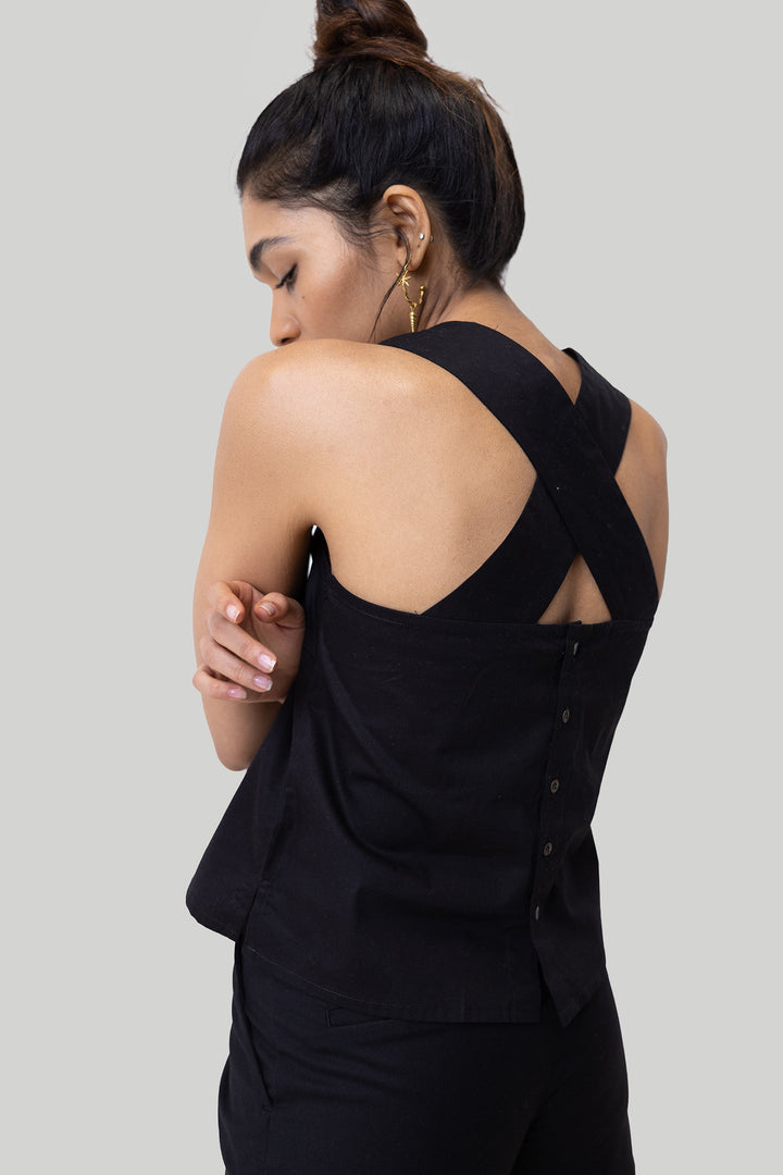 Crossback Tank Top - Black