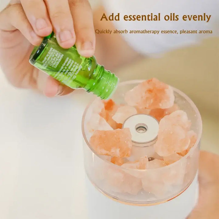 LED Light Crystal Salt Stone Humidifier Essential Oil Diffuser