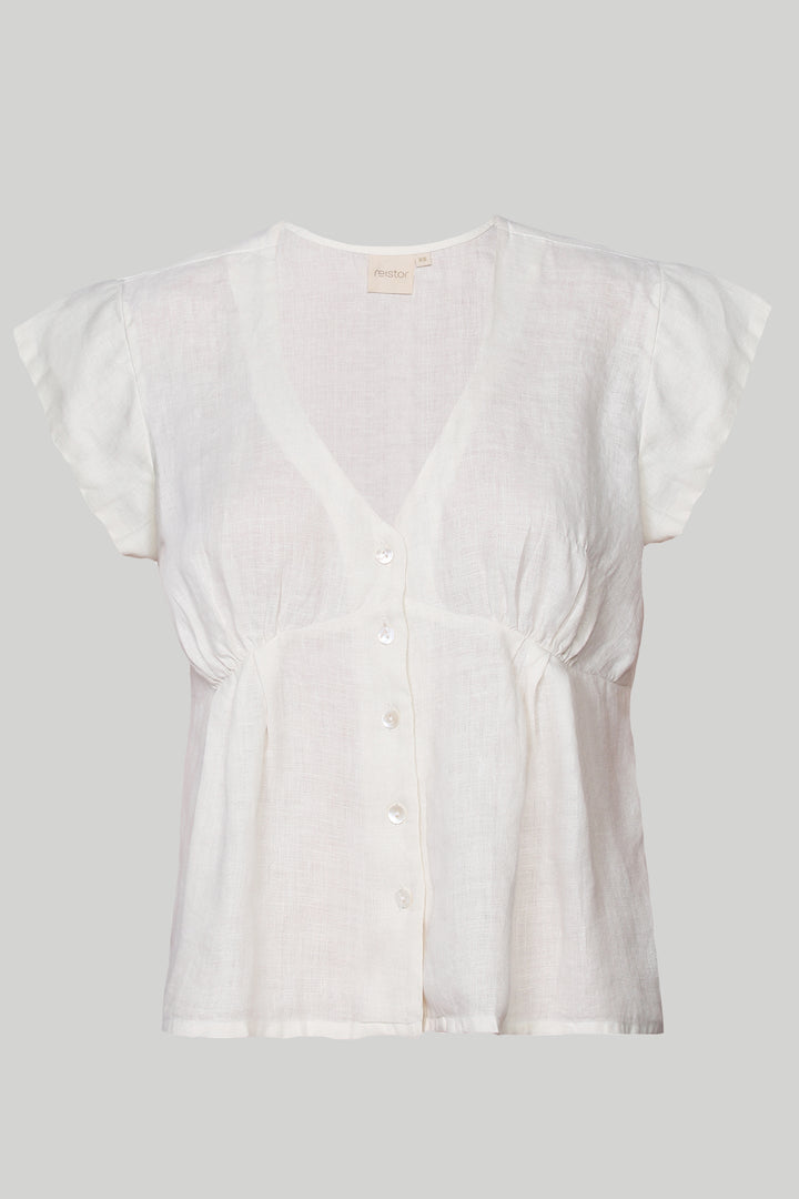 Deep V-neck Top - Off-white