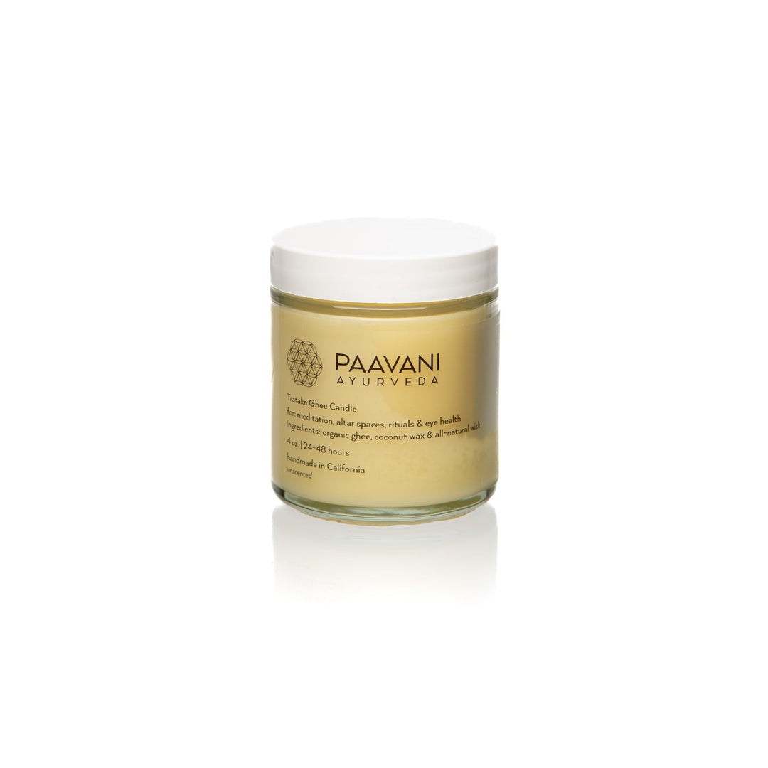Trataka Meditation Candle made with organic ghee for enhancing focus and concentration in meditation practices.