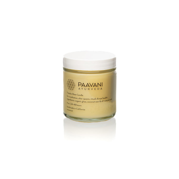 Trataka Meditation Candle made with organic ghee for enhancing focus and concentration in meditation practices.